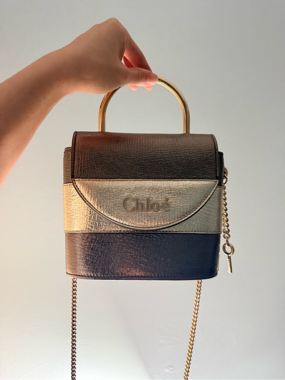 Chloé Small Aby Lock bag in multi-metallic leather